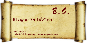 Blayer Oriána névjegykártya